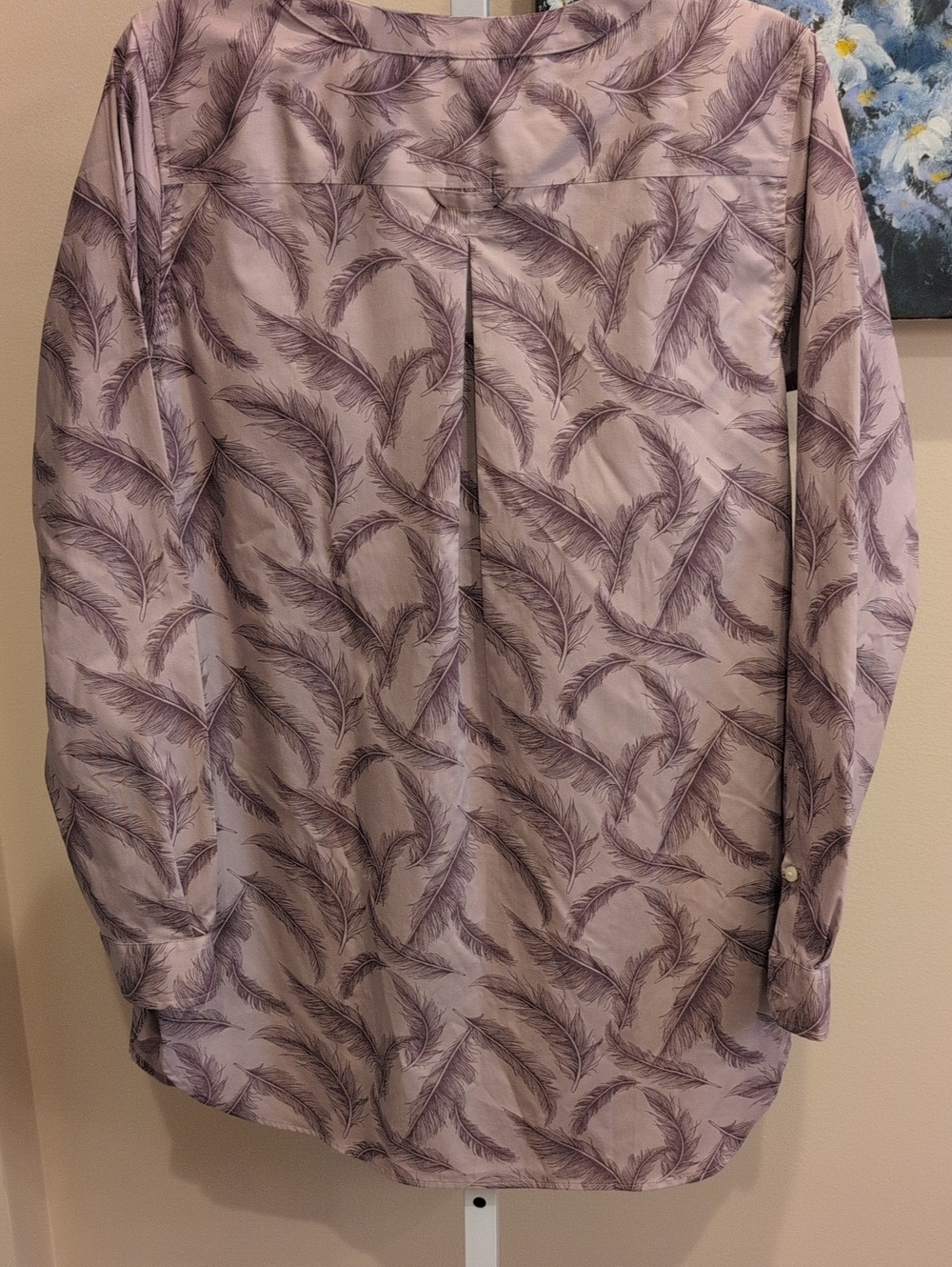 Duluth Lavender Feather-Print Women's Button Down Tunic - Picture 6 of 6